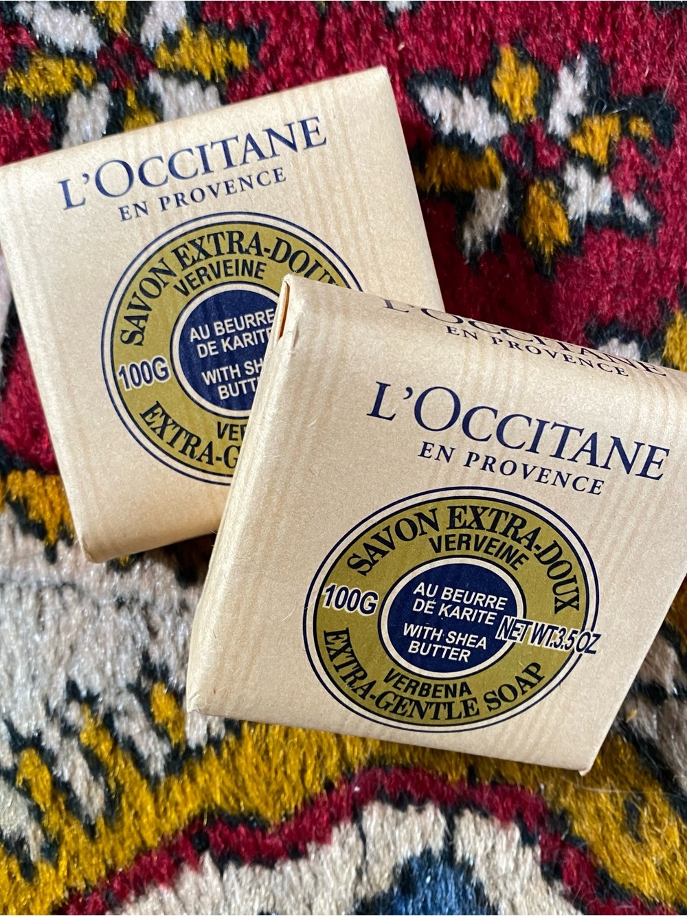 NEW L'Occitane Shea Butter Verbena Extra Gentle Soap 100g/3.5oz Bar - Pack of 2